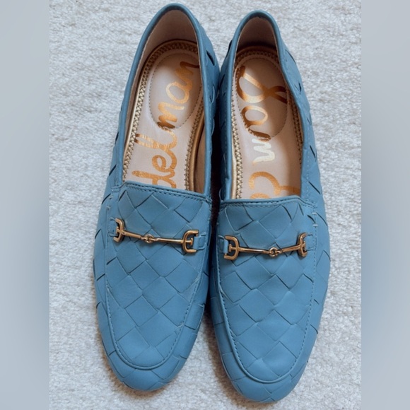 NEW Sam Edelman Loraine Bit Woven Blue Leather Loafers in Aspen Sky Size 7 - Picture 2 of 6
